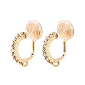 Фурнитура для сережек-клипс с микропаве из латуни и кубическим цирконием, арка, долговечный, без никеля 