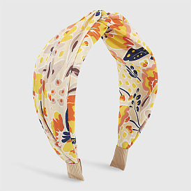 Fashionable Artistic Floral Fabric Headband - Simple and Elegant Print Cross Lady's Hairband.