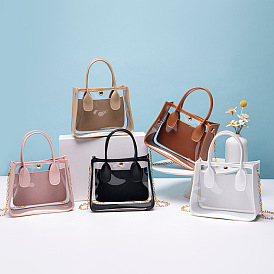 Clear PVC and PU Leather Bag, with Matel Chain Crossbody Bags for Women