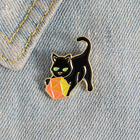 Cute Cat Enamel Pins with Dice Design for Anime Game Fans