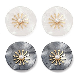 304 серьги-гвоздики из нержавеющей стали с искусственным жемчугом для женщин, реальный 18 k позолоченный, плоско-круглые