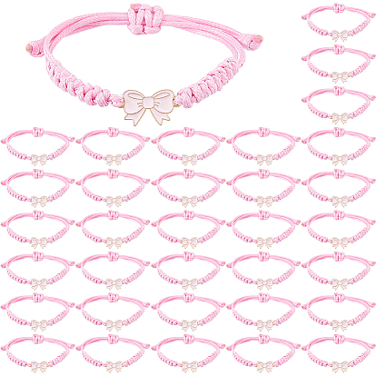 34pcs bracelets en cordon de polyester ciré, avec des charmes de l'émail en alliage, or