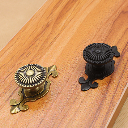 Vintage Alloy Cabinet Door Knobs, Kitchen Drawer Pulls Cabinet Handles, with Iron Screws, Flat Round