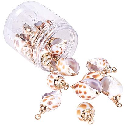 Electroplate Spiral Shell Pendants, with Iron Findings, Conch, Golden