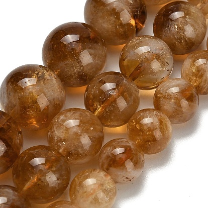 Нагретые нити из натуральных цитриновых бусин, круглые