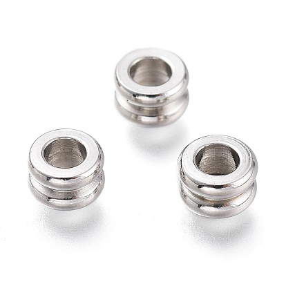 202 Stainless Steel European Bead Cores, Grommet for Polymer Clay Rhinestone Large Hole Beads Making, Grooved Rondelle