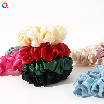 Elegant and Versatile Solid Color Hair Scrunchies for Women, Simulated Silk Ponytail Holder Accessories
