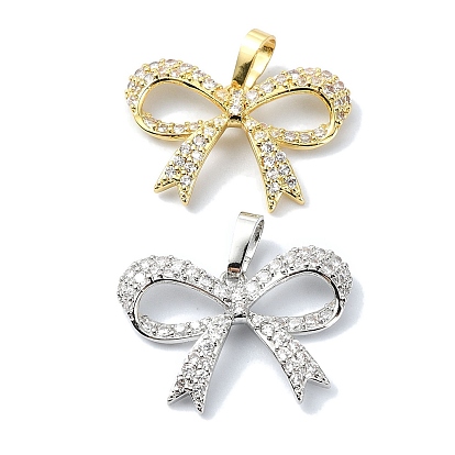 Подвески из кубического циркония с покрытием из латуни, бантом, долговечный, без свинца и без кадмия
