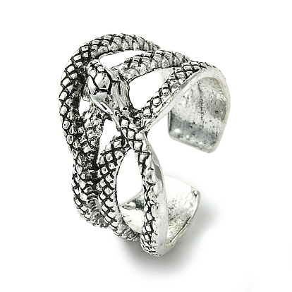 Snake Alloy Open Cuff Rings, Lead Free & Cadmium Free