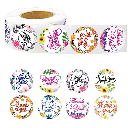 Round Paper Self-Adhesive Panda Thank You Gift Sticker Rolls, Decorative Sealing Decals for Gift