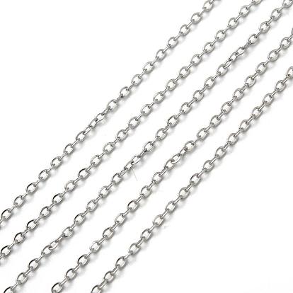304 Stainless Steel Cable Chains, Soldered, Flat Oval, with Spool