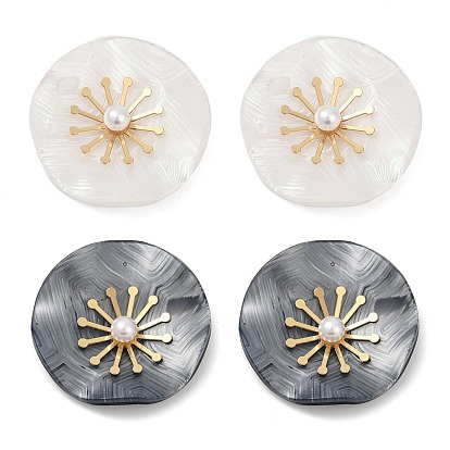 304 серьги-гвоздики из нержавеющей стали с искусственным жемчугом для женщин, реальный 18 k позолоченный, плоско-круглые