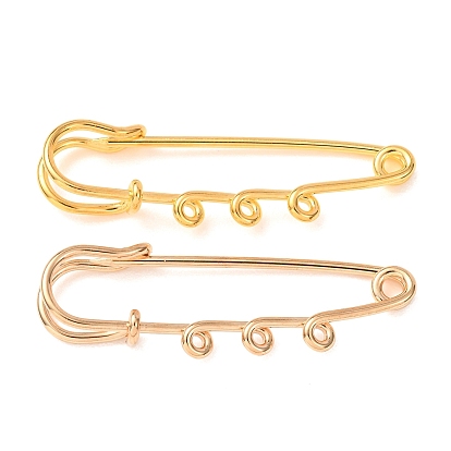 Iron Safety Pins Brooch Findings, Kilt Pins with Triple Loops