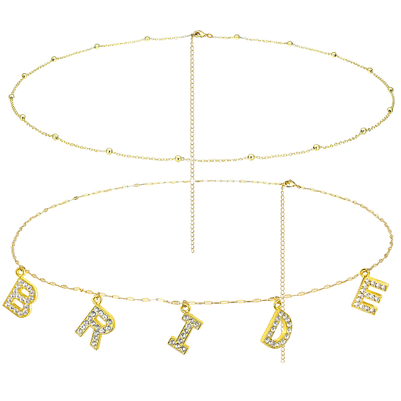 2 шт. 2 стили сплав горный хрусталь слово кулон невеста латунные цепи ремни наборы