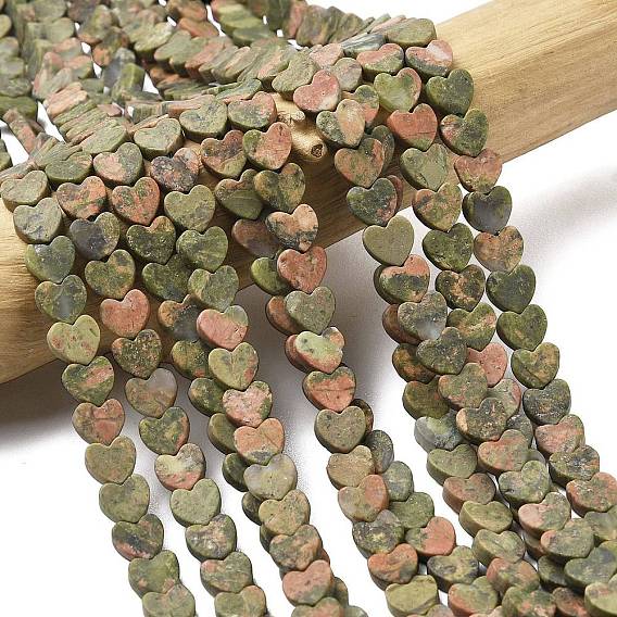 Природные Unakite бисер нитей, матовые, сердце