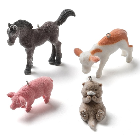 Подвески из непрозрачной смолы, с платиновыми тоновыми железными петлями