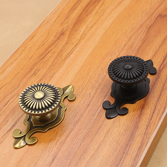 Vintage Alloy Cabinet Door Knobs, Kitchen Drawer Pulls Cabinet Handles, with Iron Screws, Flat Round