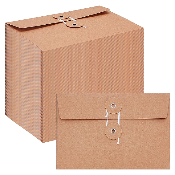 80unidades de sobres de papel kraft en blanco con hebilla retro, Rectángulo