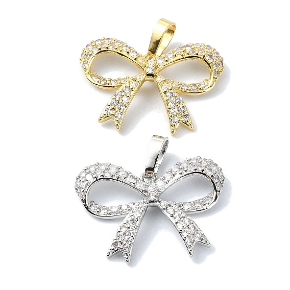 Подвески из кубического циркония с покрытием из латуни, бантом, долговечный, без свинца и без кадмия