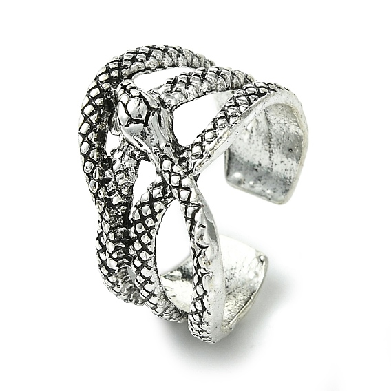 Snake Alloy Open Cuff Rings, Lead Free & Cadmium Free