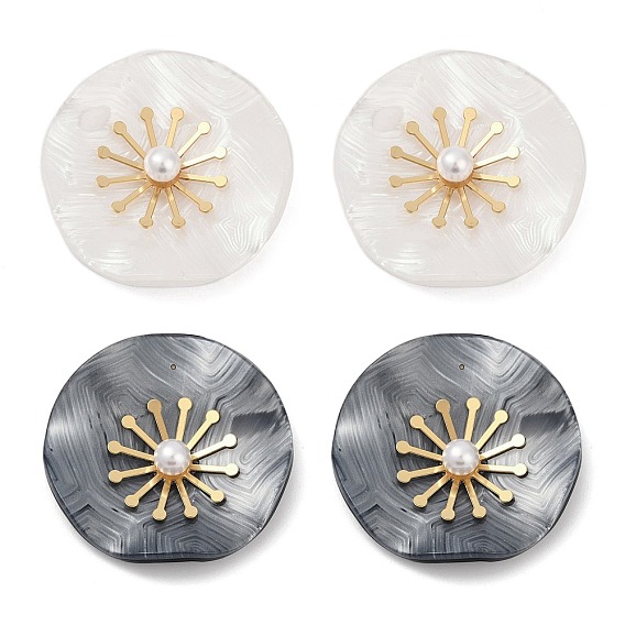 304 серьги-гвоздики из нержавеющей стали с искусственным жемчугом для женщин, реальный 18 k позолоченный, плоско-круглые