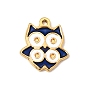 304 Stainless Steel Enamel Pendants, Owl Charms, Golden