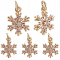 10 шт. латунные подвески в виде снежинок с микропаве из прозрачных кубических цирконий, с целью перехода в кольце