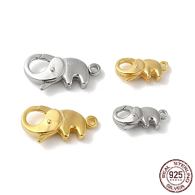 925 Sterling Silver Lobster Claw Clasps, Elephant, with 925 Stamp