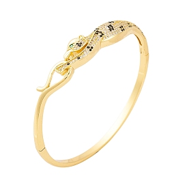 Brass Pave Colorful Cubic Zirconia Leopard Hinged Bangles for Women