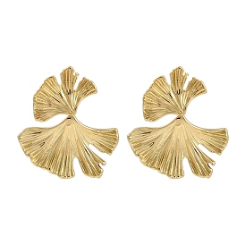 Ion Plating(IP) 304 Stainless Steel Leaf Stud Earrings