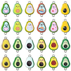 60Pcs 12 Colors Alloy Enamel Connector Charms, Avocado Links, Platinum