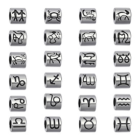 12Овальные бусины с изображением созвездий 304Европейские бусины из нержавеющей стали, бусины с большим отверстием