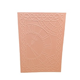 Plastic Embossing Folders, Concave-Convex Embossing Stencils, for Handcraft Photo Album Decoration, Rectangle with Clock Pattern