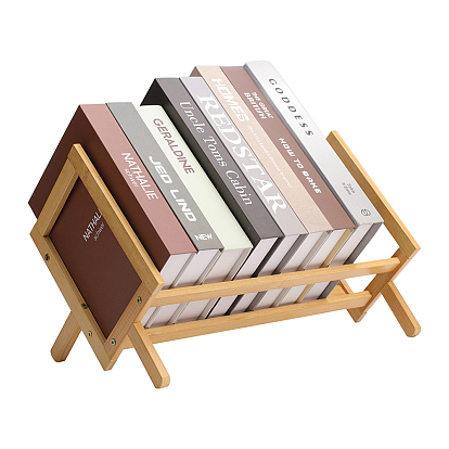 Sujetalibros de bambú, soportes decorativos para libros para el hogar y la oficina.