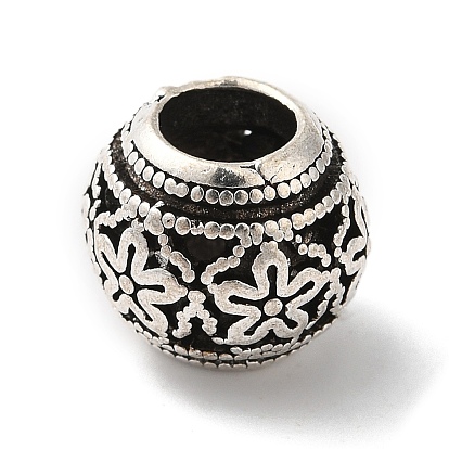 Стойки покрытие сплава европейские шарики, без кадмия, без никеля и без свинца, бусины с большим отверстием, круглая с цветком