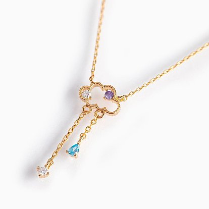 18K Gold Plated Cloud Necklace with Colorful Zircon Starry Element - Lockbone Chain