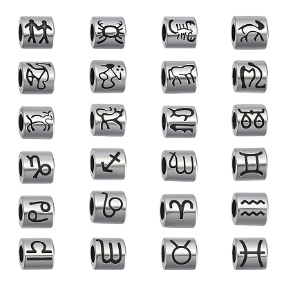 12Овальные бусины с изображением созвездий 304Европейские бусины из нержавеющей стали, бусины с большим отверстием