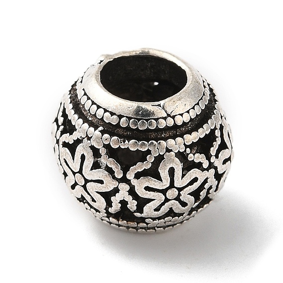 Стойки покрытие сплава европейские шарики, без кадмия, без никеля и без свинца, бусины с большим отверстием, круглая с цветком