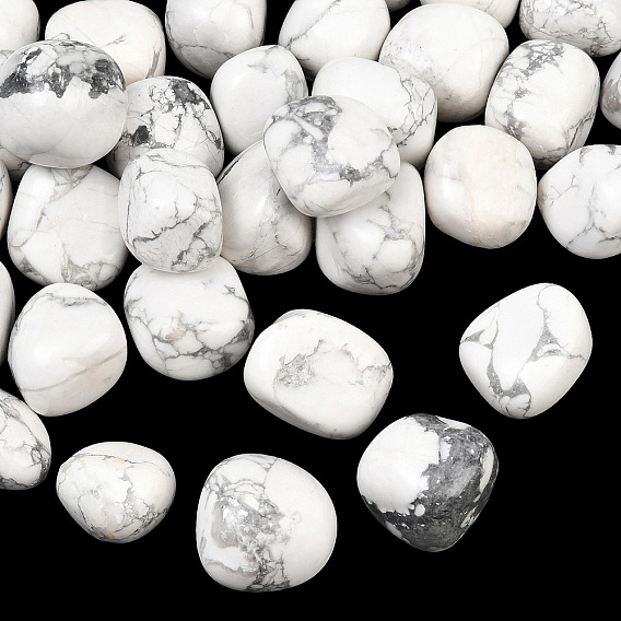 Natural Howlite Beads, Tumbled Stone, Nuggets, No Hole/Undrilled, Vase Filler Gems/Undrilled, Vase Filler Gems