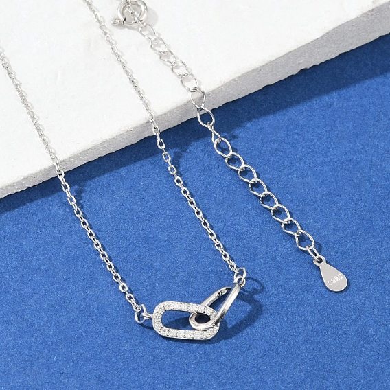 925 ожерелья с подвесками из стерлингового серебра с микропаве из прозрачных кубических цирконий, Мобиус