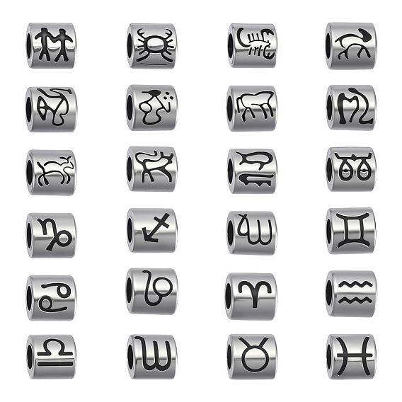 12Овальные бусины с изображением созвездий 304Европейские бусины из нержавеющей стали, бусины с большим отверстием