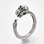 Alloy Bunny Cuff Finger Rings, Rabbit with Carrot