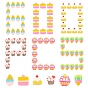SUNNYCLUE 600 Pcs 6 Styles Food Themed Handmade Polymer Clay Cabochons, Fashion Nail Art Decoration Accessories
