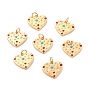 Brass Micro Pave Clear Cubic Zirconia Pendants, Long-Lasting Plated, with Jump Ring and Enamel, Heart