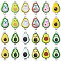 60Pcs 12 Colors Alloy Enamel Connector Charms, Avocado Links, Platinum
