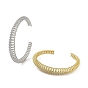 Brass Micro Pave Cubic Zirconia Hollow Cuff Bangles, Long-Lasting Plated, Lead Free & Cadmium Free
