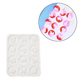 12 Chinese Zodiac Signs Flat Round DIY Silicone Molds, Resin Casting Molds, for UV Resin, Epoxy Resin Craft Making