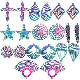 20 шт. 10 стиль вакуумное покрытие pvd 201 филигранные подвески из нержавеющей стали, гравированные металлические украшения, разнообразные