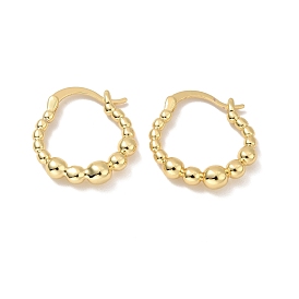 Rack Plating Brass Beaded Oval Hoop Earrings for Women, Cadmium Free & Lead Free