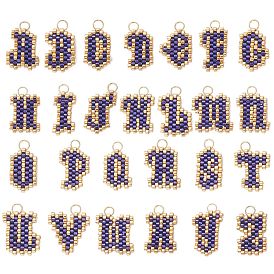 Бисер ручной работы миюки, ткацкий узор с буквами подвески, с 304 кольцами из нержавеющей стали
